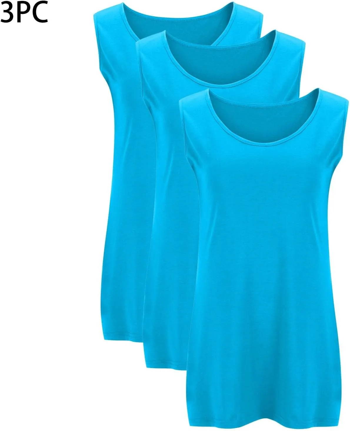 HGps8w 3 Pack Womens Plus Size Basic Tank Tops, Casual Solid Color Crewneck Sleeveless Undershirts Blouses