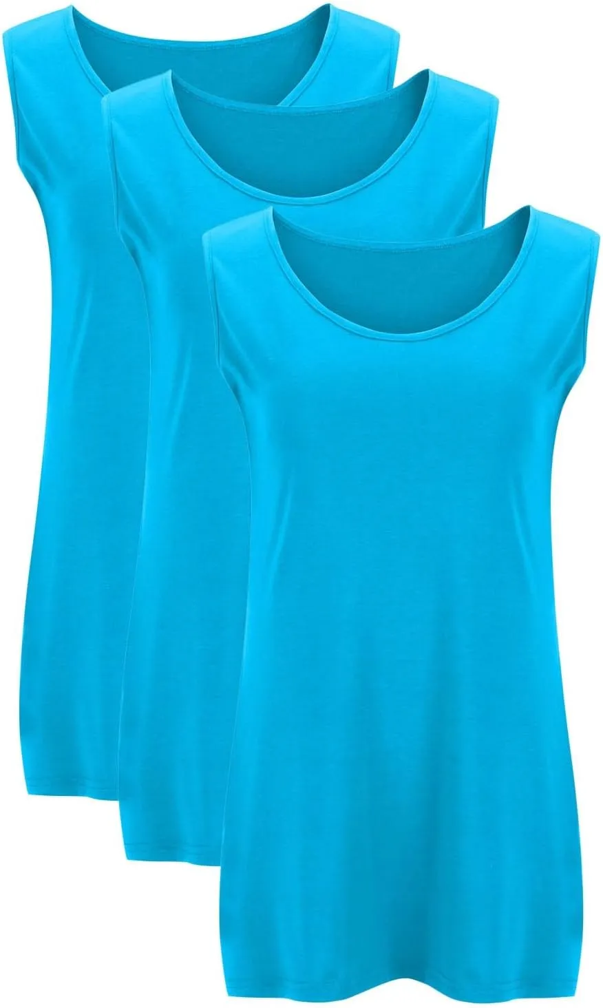 HGps8w 3 Pack Womens Plus Size Basic Tank Tops, Casual Solid Color Crewneck Sleeveless Undershirts Blouses