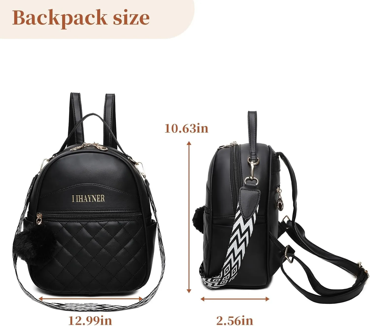 I IHAYNER Girls Fashion Backpack Purse Small Cute Mini Backpack for Girls Teen Vegan Leather Women Pom Backpack Shoulder Bag Brown-1