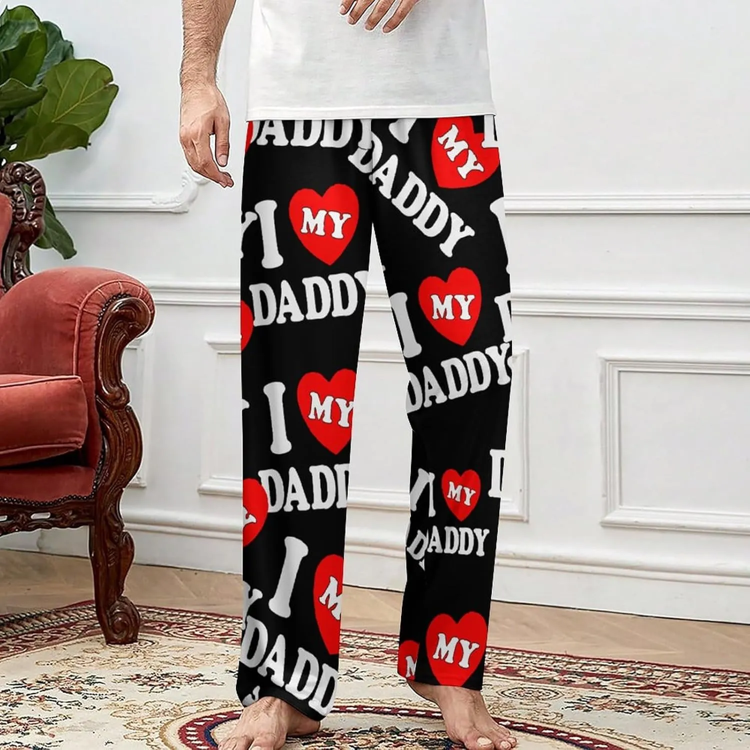 I Love My Daddy Pajamas for Couples Bottoms Lounge Pants Sleepwear Loungewear with Elastic Waistband Unisex