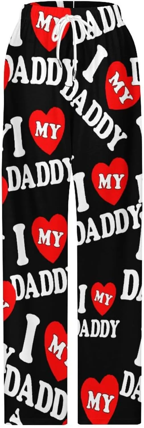 I Love My Daddy Pajamas for Couples Bottoms Lounge Pants Sleepwear Loungewear with Elastic Waistband Unisex