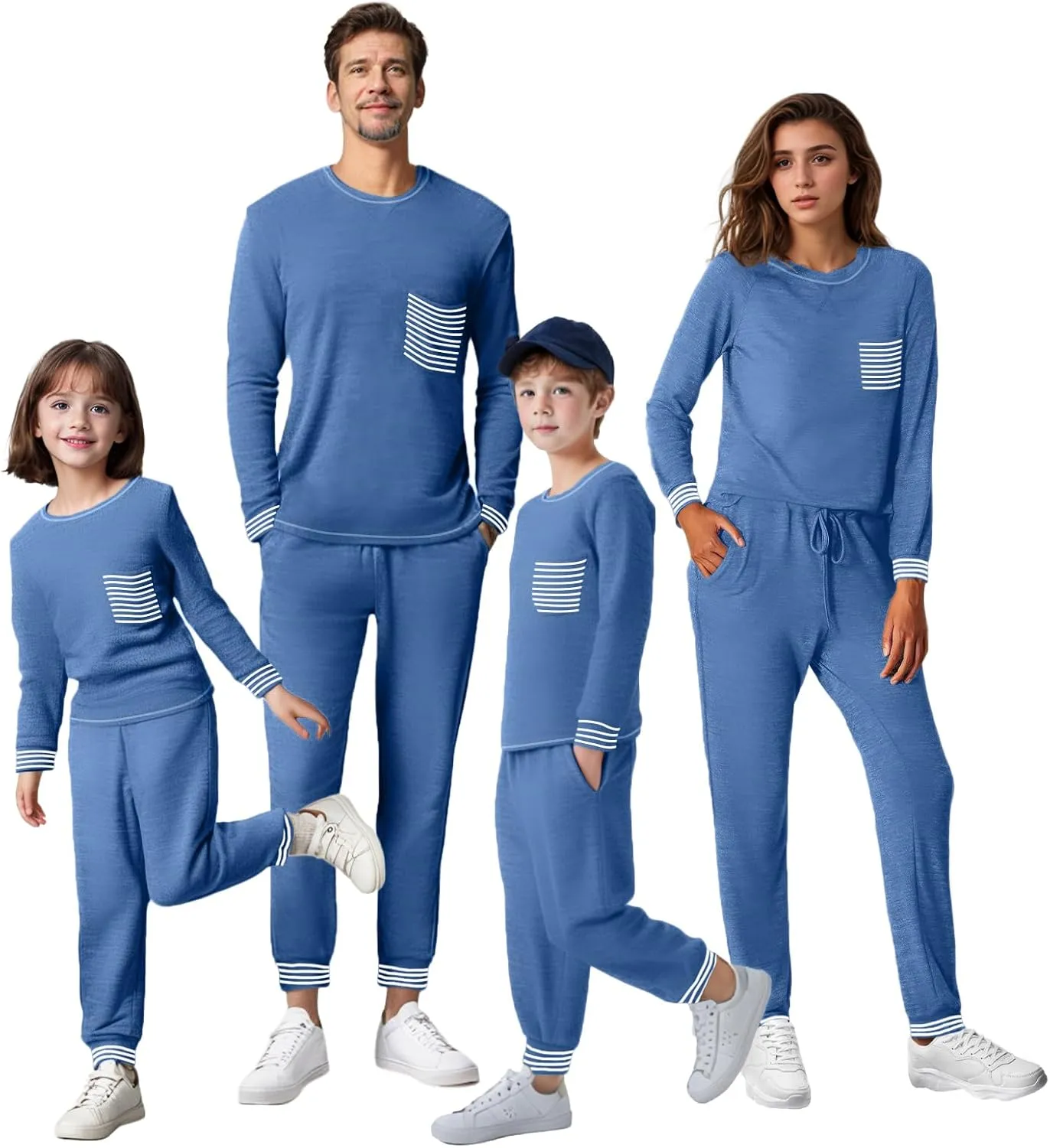 IFFEI Waffle Knit Family Matching Pajamas Sets 2 Piece Lounge Set Long Sleeve Soft Loungewear Comfy Sleepwear with Pockets