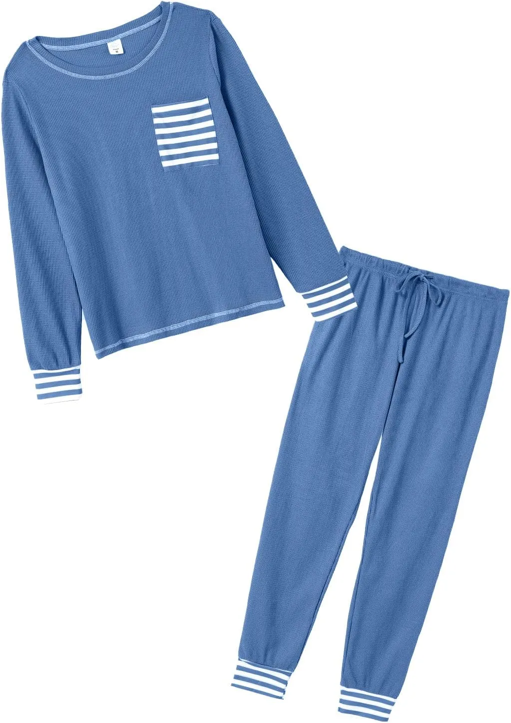 IFFEI Waffle Knit Family Matching Pajamas Sets 2 Piece Lounge Set Long Sleeve Soft Loungewear Comfy Sleepwear with Pockets
