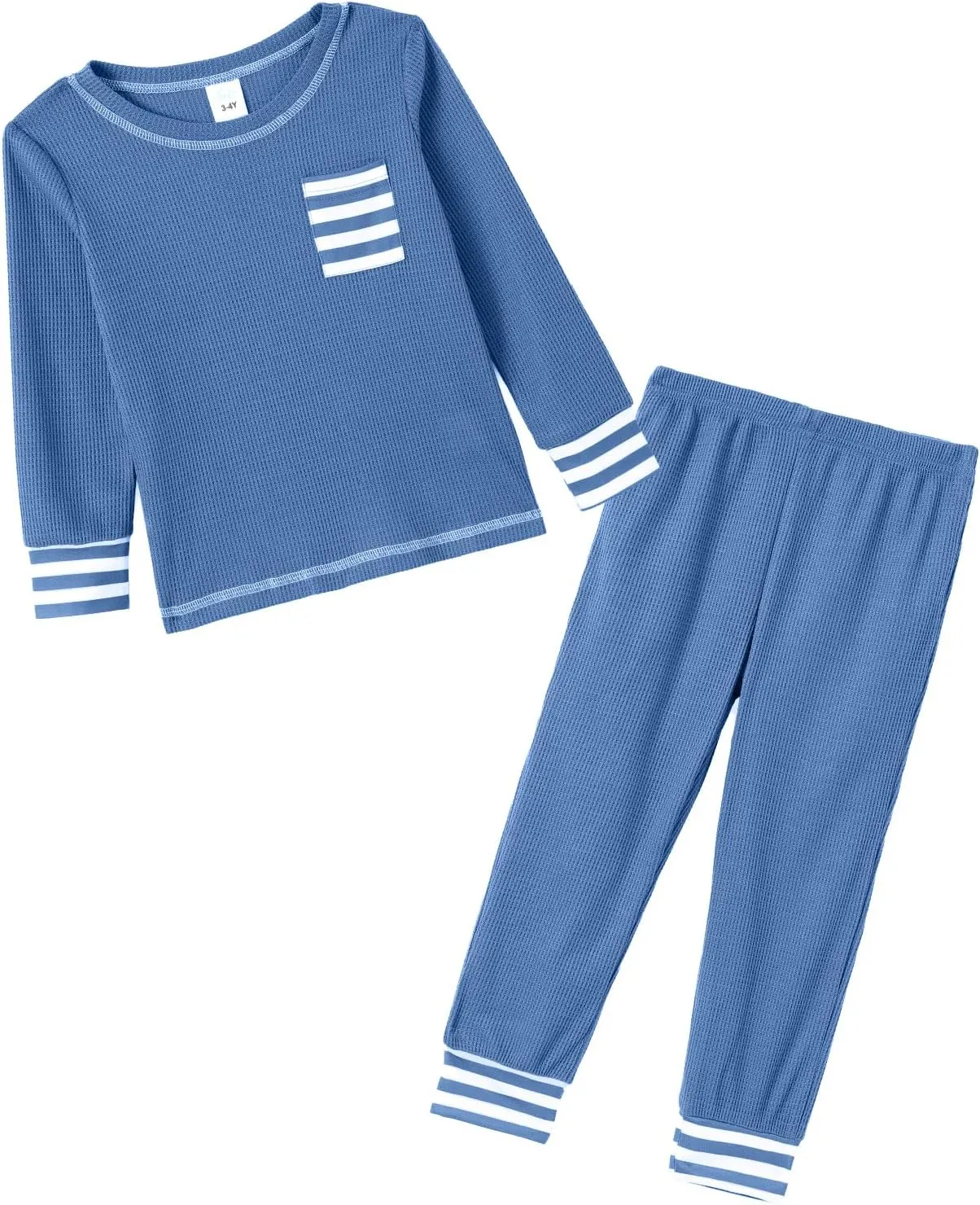 IFFEI Waffle Knit Family Matching Pajamas Sets 2 Piece Lounge Set Long Sleeve Soft Loungewear Comfy Sleepwear with Pockets