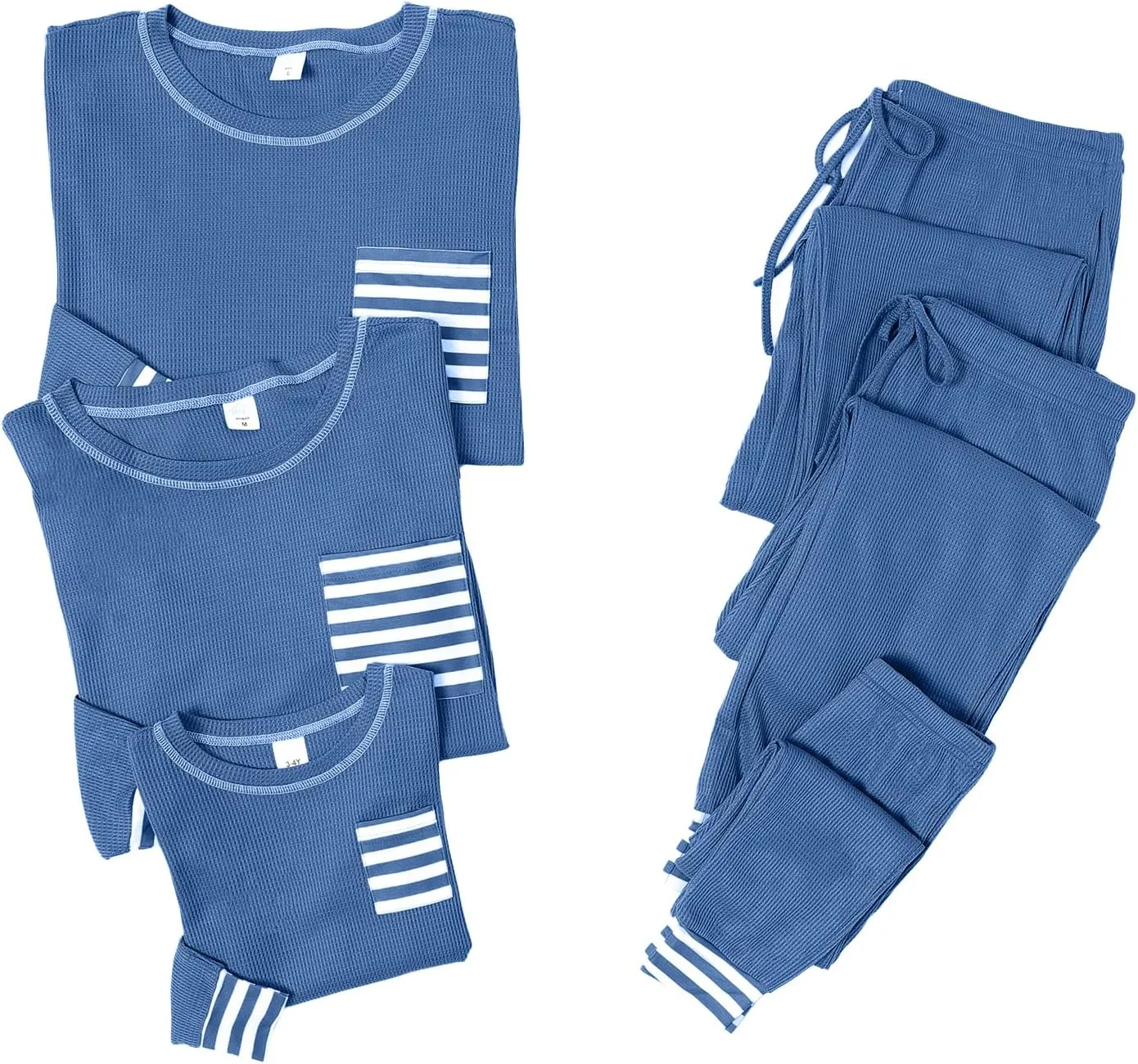 IFFEI Waffle Knit Family Matching Pajamas Sets 2 Piece Lounge Set Long Sleeve Soft Loungewear Comfy Sleepwear with Pockets
