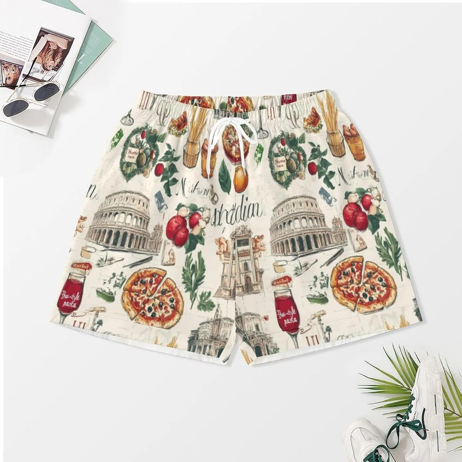Italy Pizza European Italian Food Womens Pajama Sets Short Sleeve Button Down Sleepwear Top And Shorts Pjs Sets Loungewear