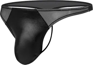 JEShifangjiusu Men'S Thong Faux Leather Briefs Bikini Underwear Low Waist G-Strings Naughty Sexy Lingerie Athletic Jockstrap