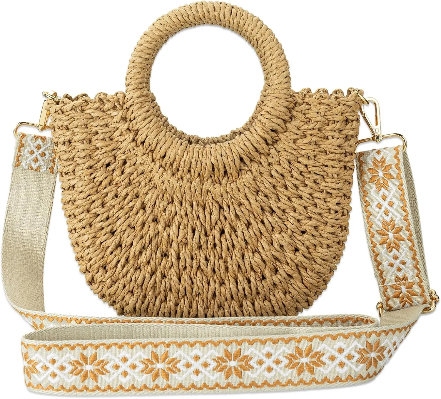 jessie Straw Bag for Women Summer Shoulder Bag Small Beach Crossbody Purse Woven Tote Handbag for Vacation Beach
