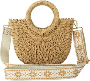 jessie Straw Bag for Women Summer Shoulder Bag Small Beach Crossbody Purse Woven Tote Handbag for Vacation Beach