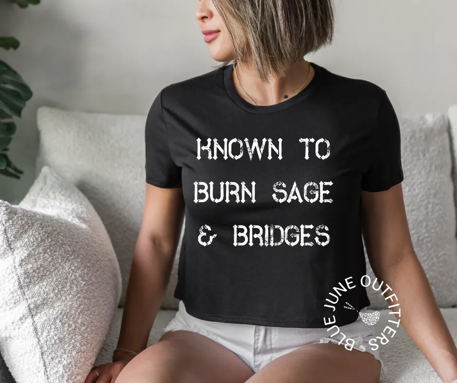 Known To Burn Sage & Bridges | Women's Cropped Tee