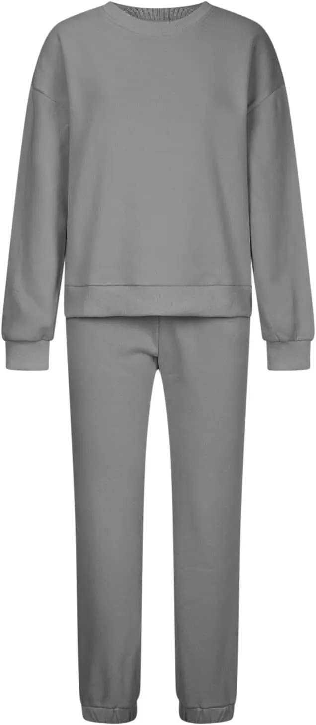 Lastesso Womens Loungewear Set Plus Size Sweatsuits Crewneck Long Sleeve Sweatshirt Baggy Sweatpants Outfits 2 Piece Sets