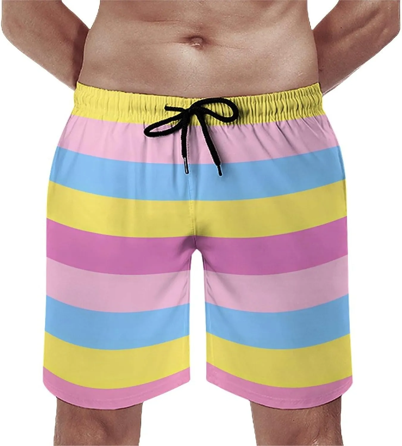 LGBT Transgender Pride Flag Men's Swim Trunks Quick Dry Board Shorts Breathable Summer Beach Shorts Bathing Suits