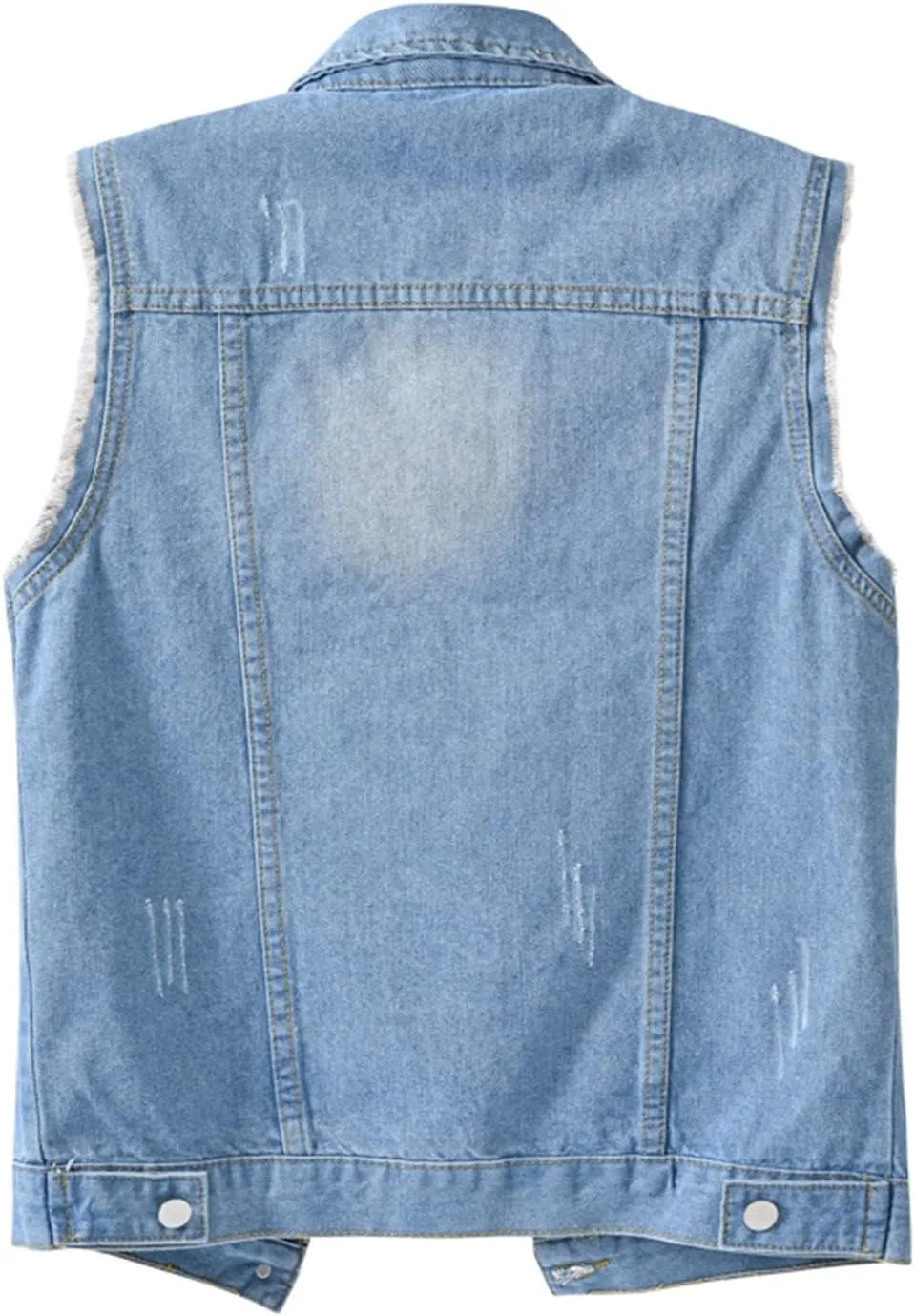 Locachy Women's Casual Denim Vest Jacket Slim Fit Sleeveless Ripped Tops