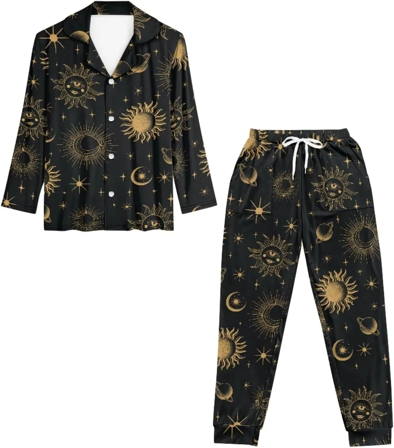 Long Sleeve Button Down Pajamas Set for Women Soft Sleepwear Nighty Loungewear 2 Pieces