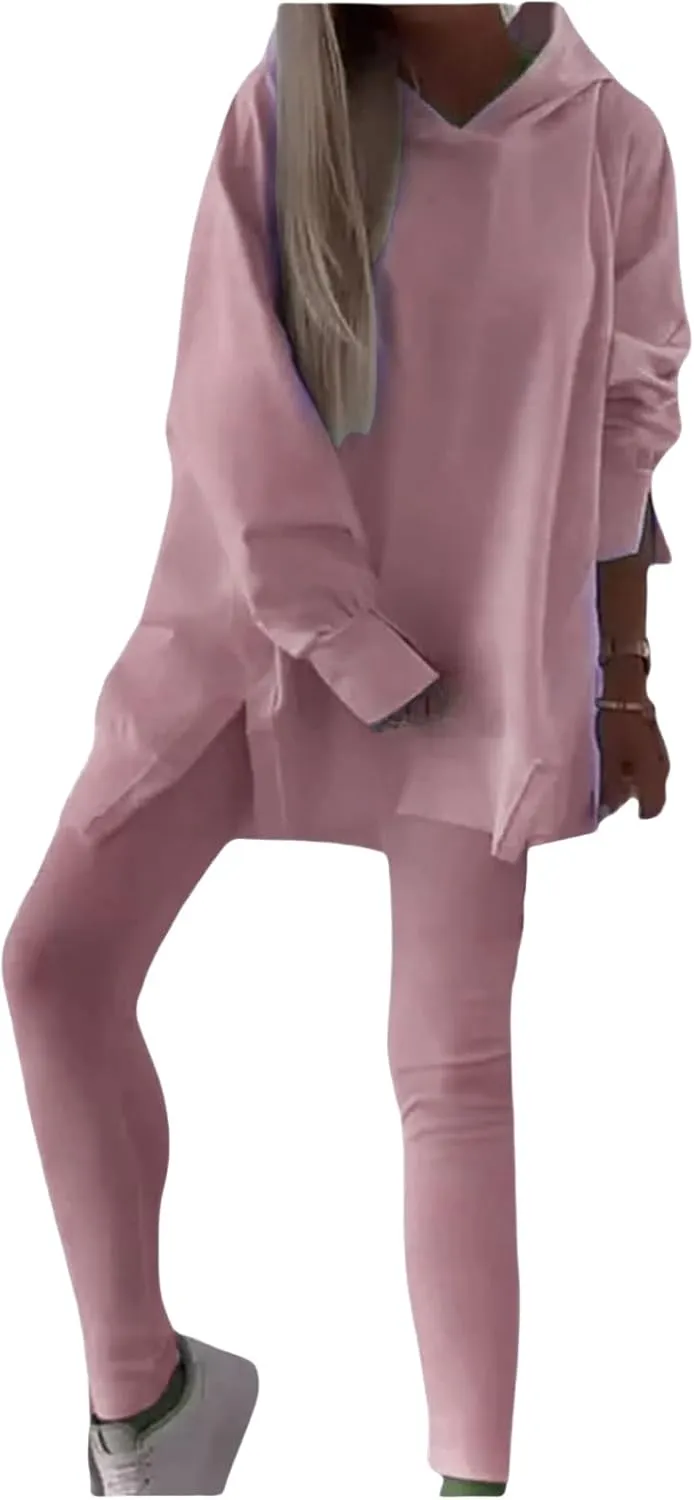 Lounge Sets for Women 2 Piece Sweatsuits Oversized Hoodies with Side Slit and Leggings Sets Casual Sets Fall Outfits