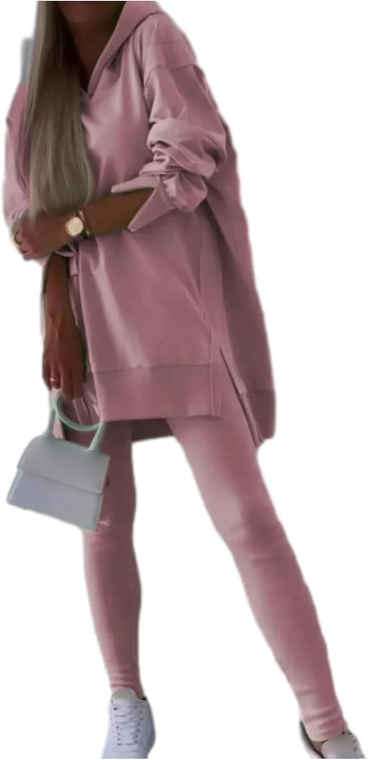 Lounge Sets for Women 2 Piece Sweatsuits Oversized Hoodies with Side Slit and Leggings Sets Casual Sets Fall Outfits