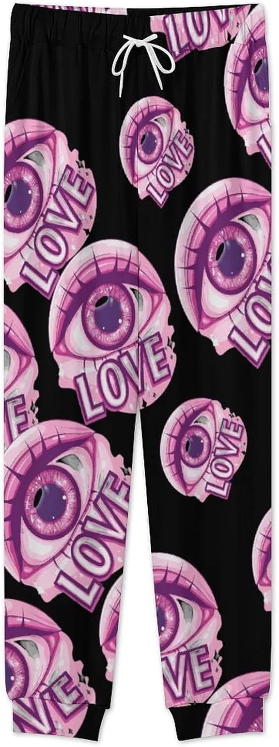 Love Evil Eye Men's Pajama Set Crewneck Shirts And Bottoms Soft Pjs Set Long Sleeve Sleepwear Loungewear