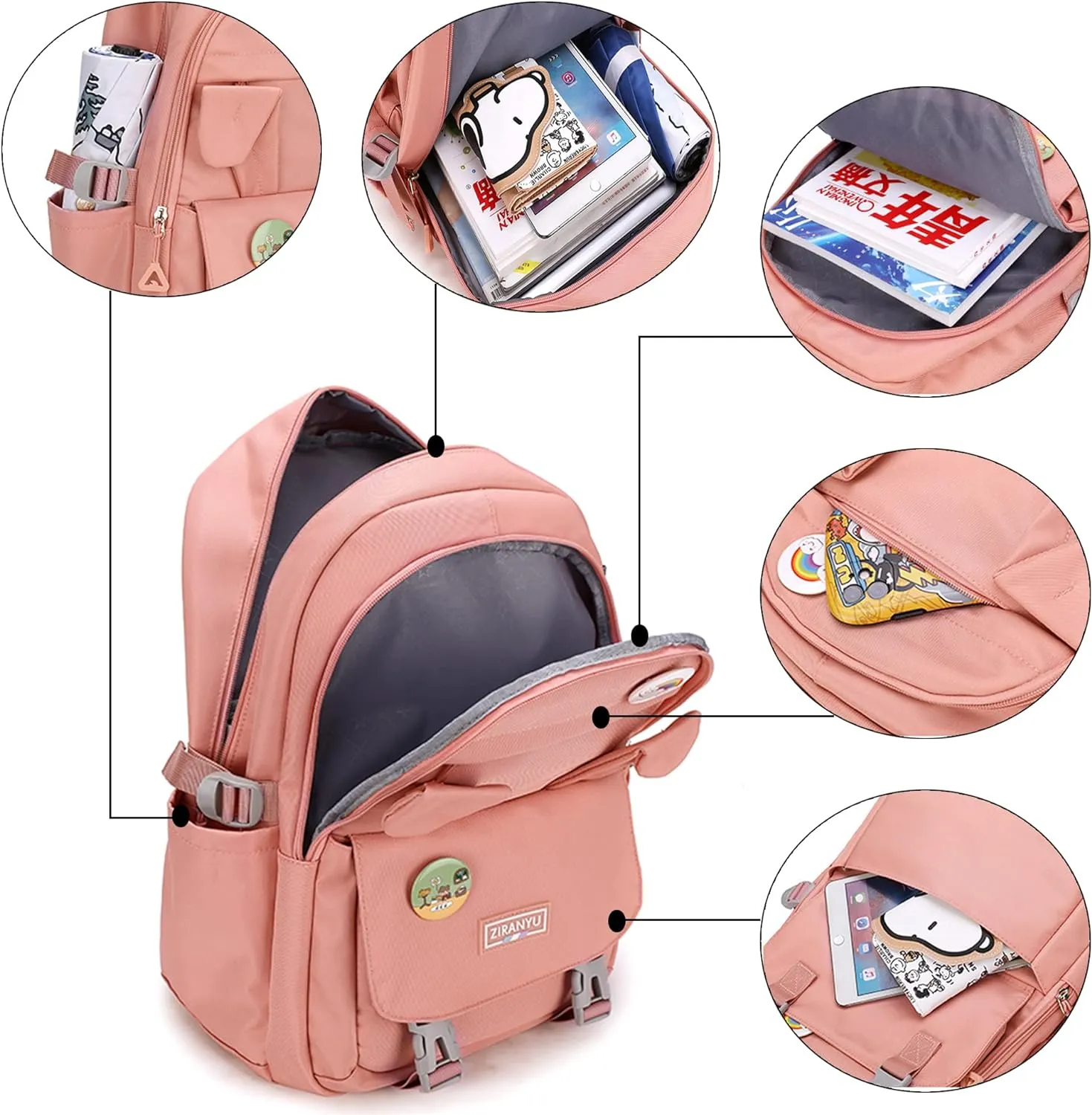 Makukke School Backpack for Women, Laptop Backpack 15.6 Inch College School Bag Anti Theft Travel Daypack Bookbag for Girls,Gray