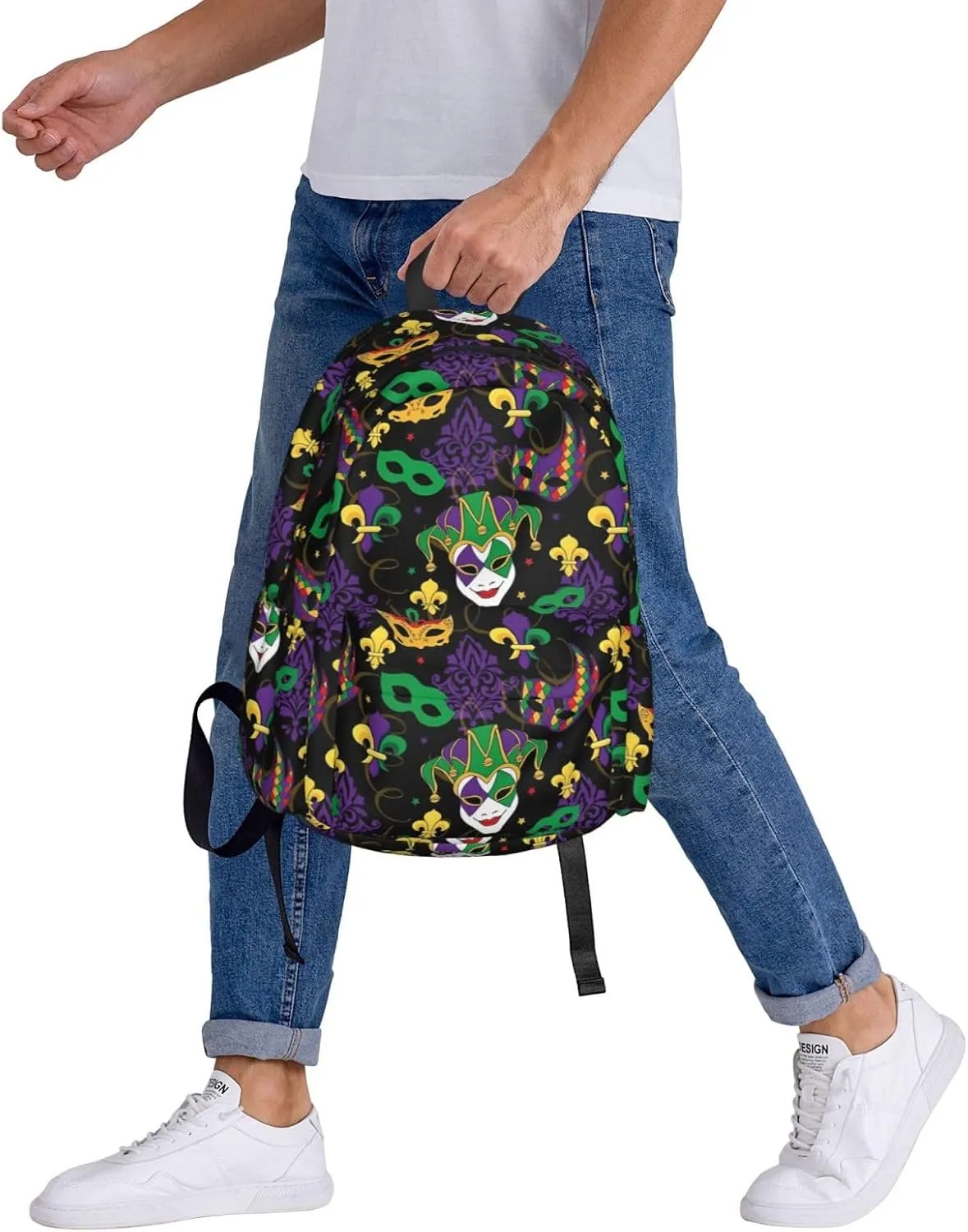 Mardi Gras Carnival Masks Backpack Casual Laptop Backpack Large Capacity Double Shoulder Bag Travel Daypack For Women Men