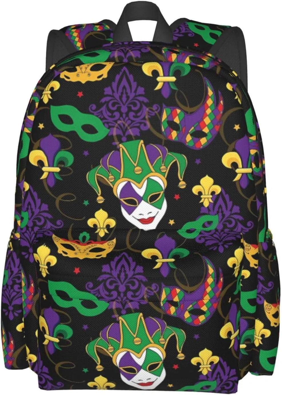 Mardi Gras Carnival Masks Backpack Casual Laptop Backpack Large Capacity Double Shoulder Bag Travel Daypack For Women Men