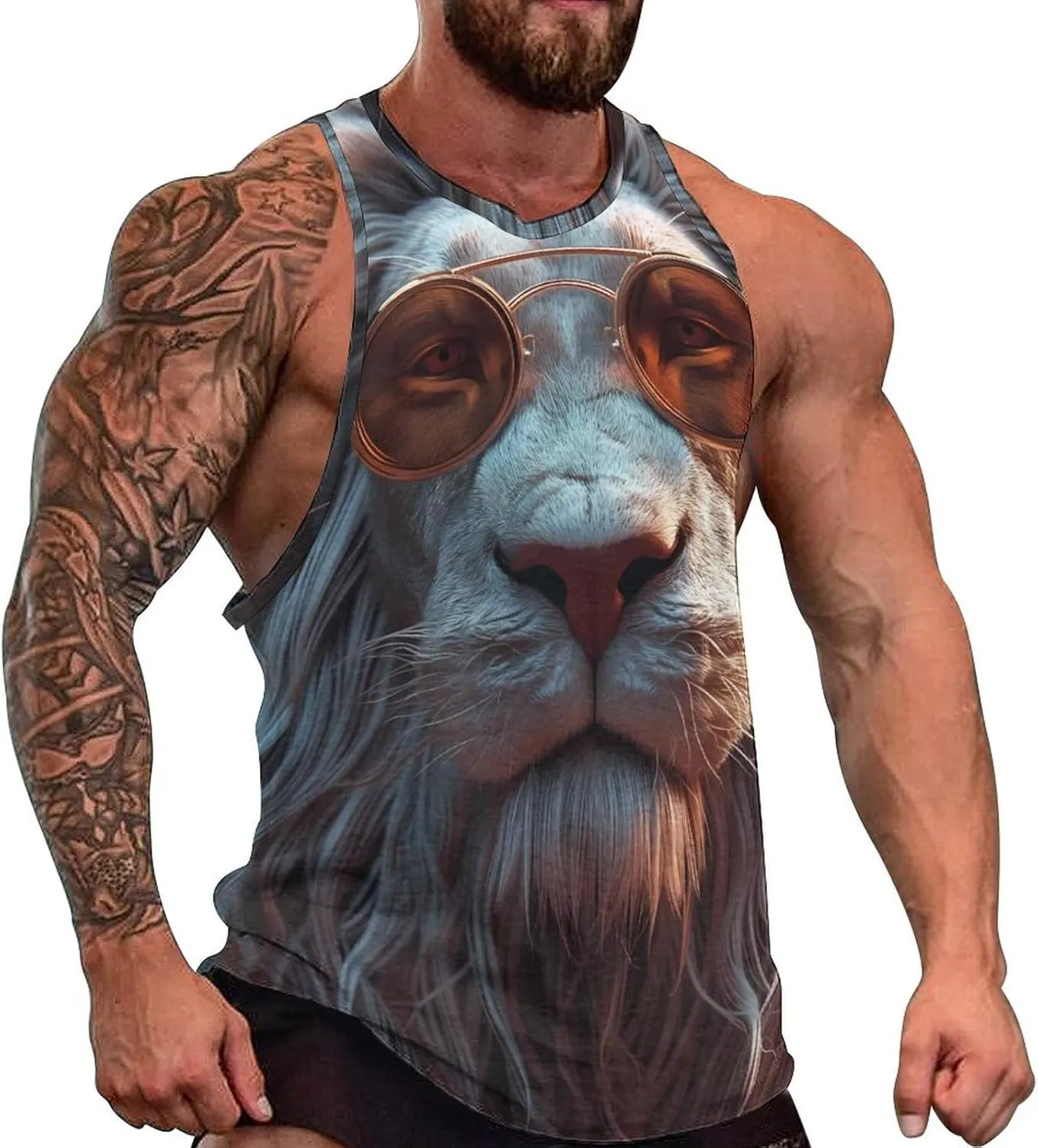 MARSVOVO Mens Cool Tiger Tank Tops Vintage Y2K 2024 Novelty Graffiti Sleeveless Shirt Trendy Soft Cotton Sportswear