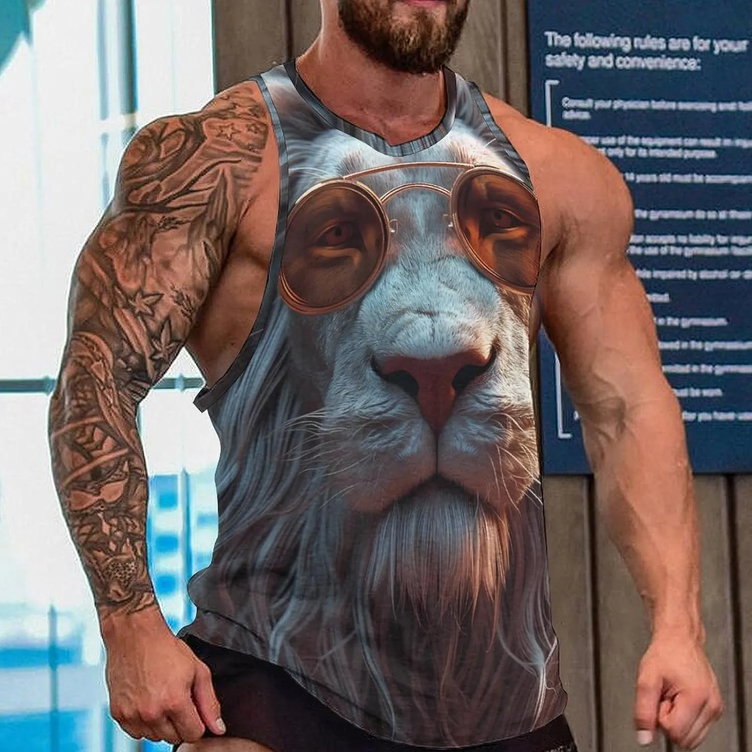 MARSVOVO Mens Cool Tiger Tank Tops Vintage Y2K 2024 Novelty Graffiti Sleeveless Shirt Trendy Soft Cotton Sportswear