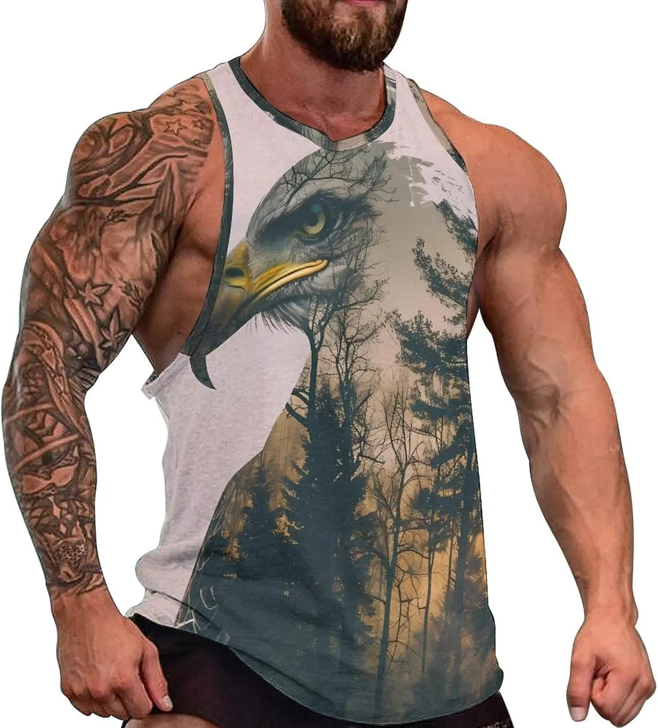 MARSVOVO Workout Tank Tops for Men Animal Graphic Casual Sleeveless Breathable Quick-Dry Muscle Vest Fashion Summer 2024