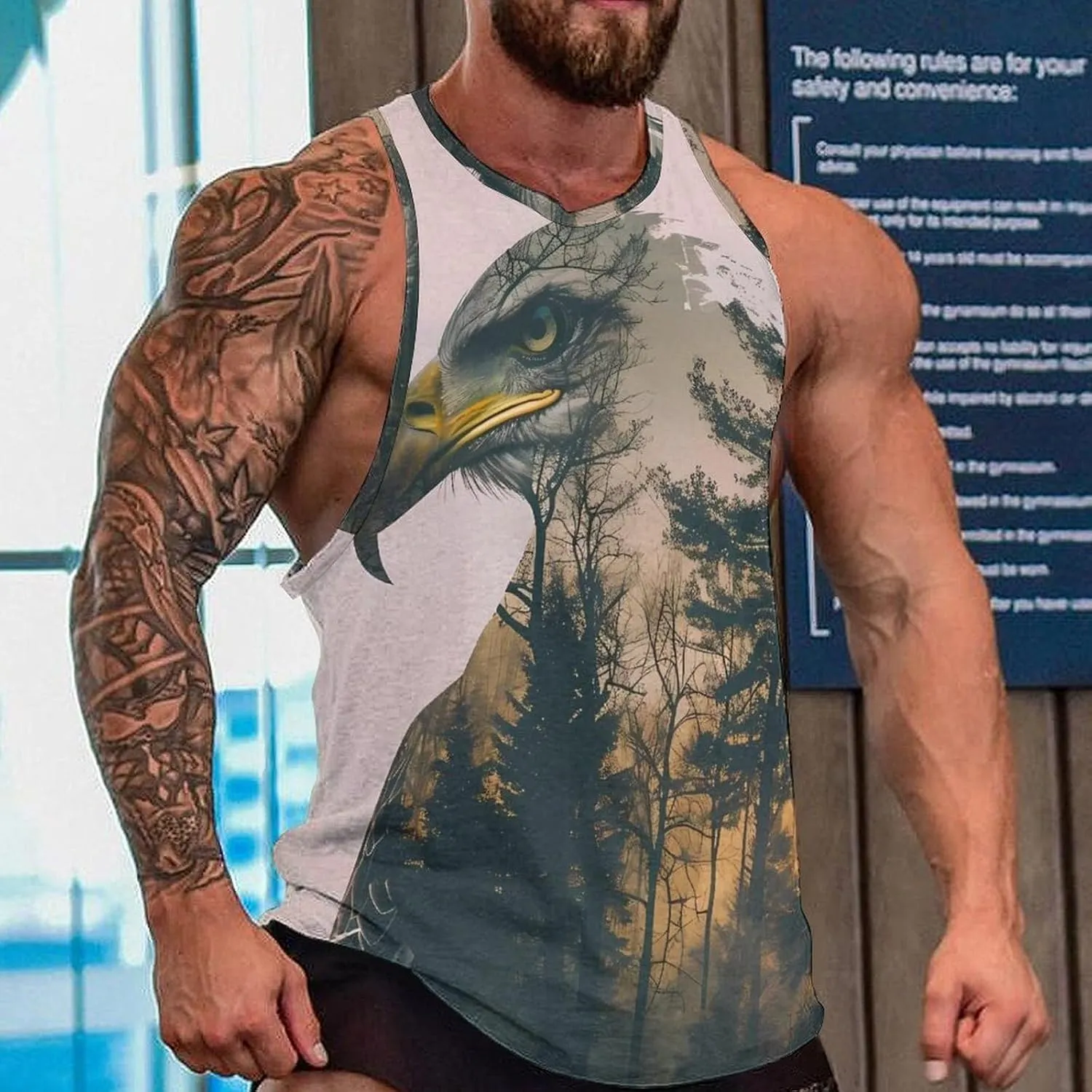 MARSVOVO Workout Tank Tops for Men Animal Graphic Casual Sleeveless Breathable Quick-Dry Muscle Vest Fashion Summer 2024