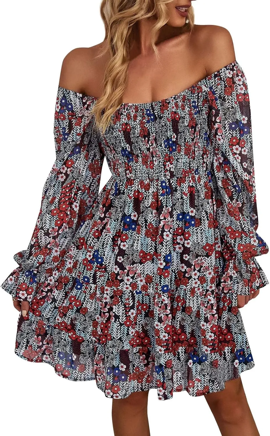 Maternity Dress, Women's Ditsy Floral Off Shoulder Mini Dress A Line Boho Summer Dresses