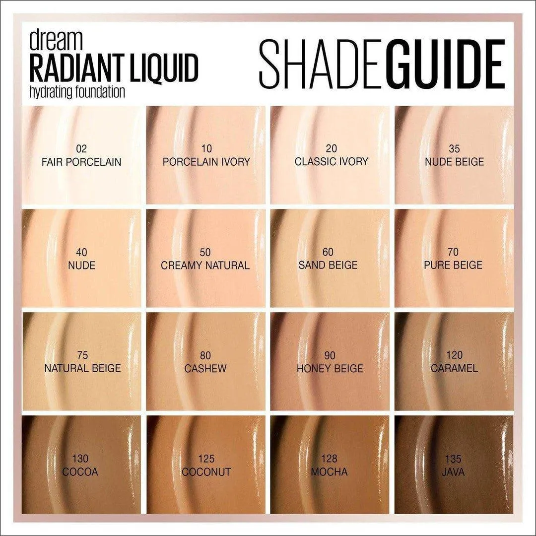 Maybelline Dream Radiant Liquid Hydrating Foundation  - Classic Ivory 20 30ml
