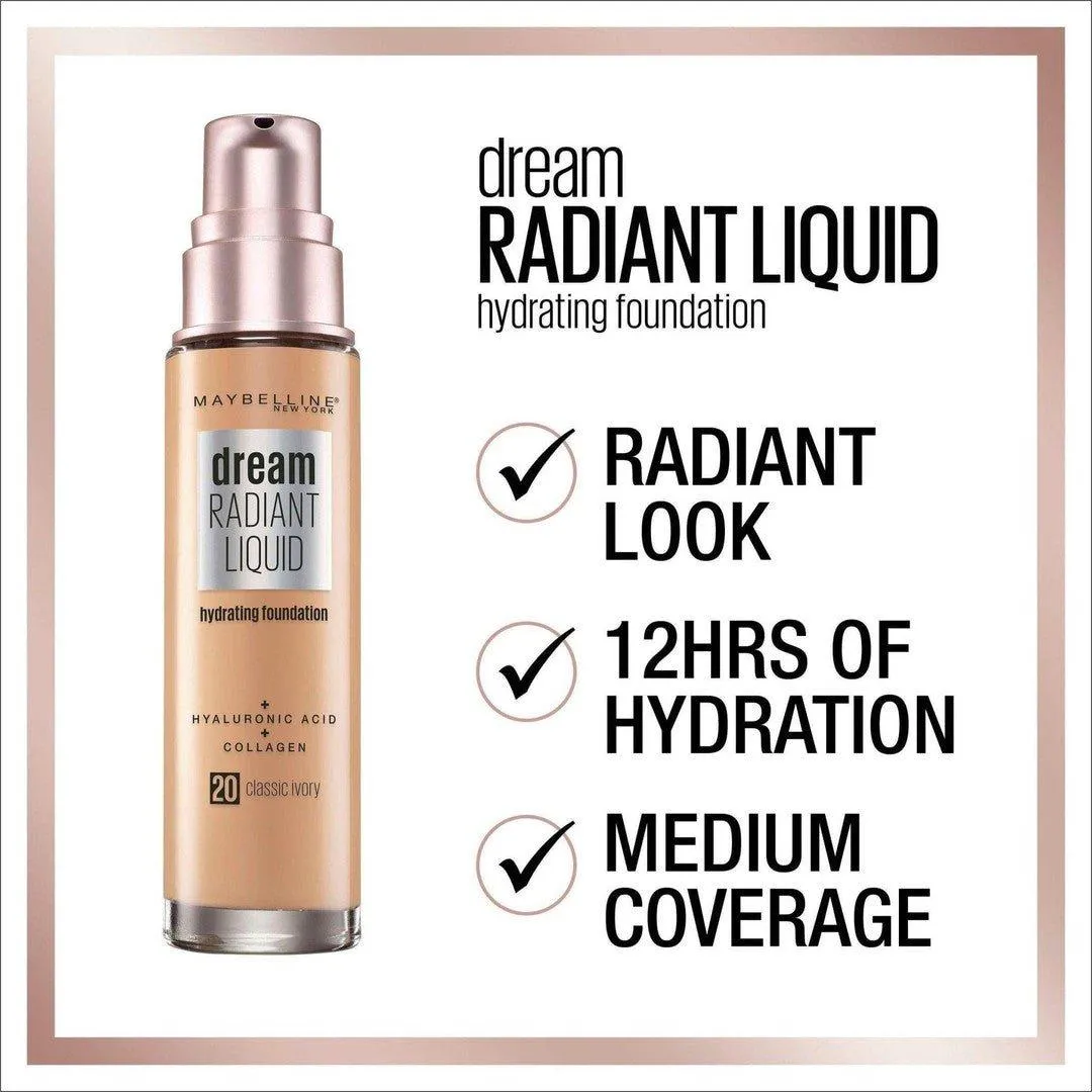 Maybelline Dream Radiant Liquid Hydrating Foundation  - Classic Ivory 20 30ml