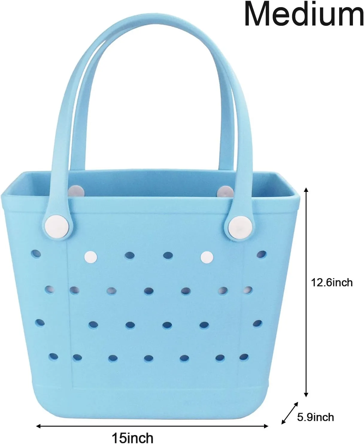 Medium Beach Bag, Waterproof Rubber Beach Bag, Washable Open Tote Bag Durable Tote Travel Bags for Outdoor Sport