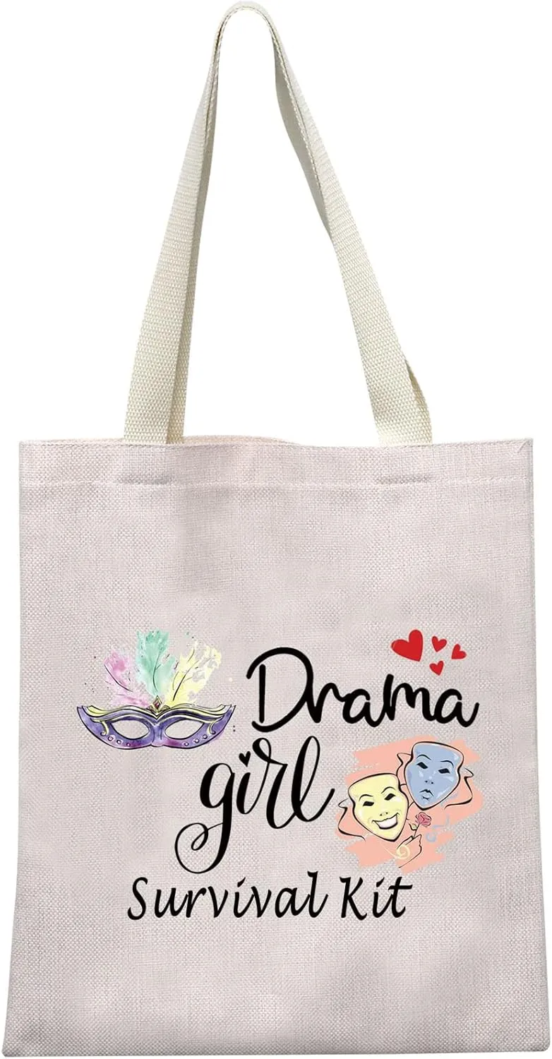 MEIKIUP Drama Gift Theater Actress Makeup Bag Theater Comedy Tragedy Masks Gift Drama Mama Bag (Drama tote bag)