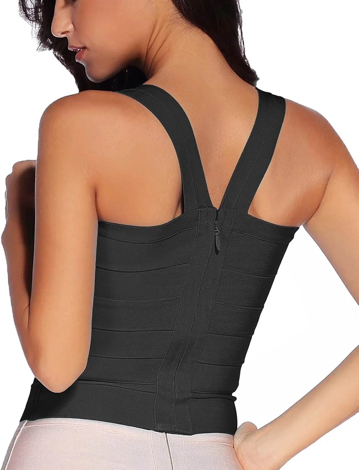 meilun Women's Rayon Strap Vest Elastic Bandage Bodycon Tops