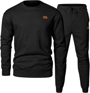 Men's 2 Piece Sweatsuits Outfits Casual Crewneck Sweatshirt Joggers Sweatpants Long Sleeve Tracksuit Sets
