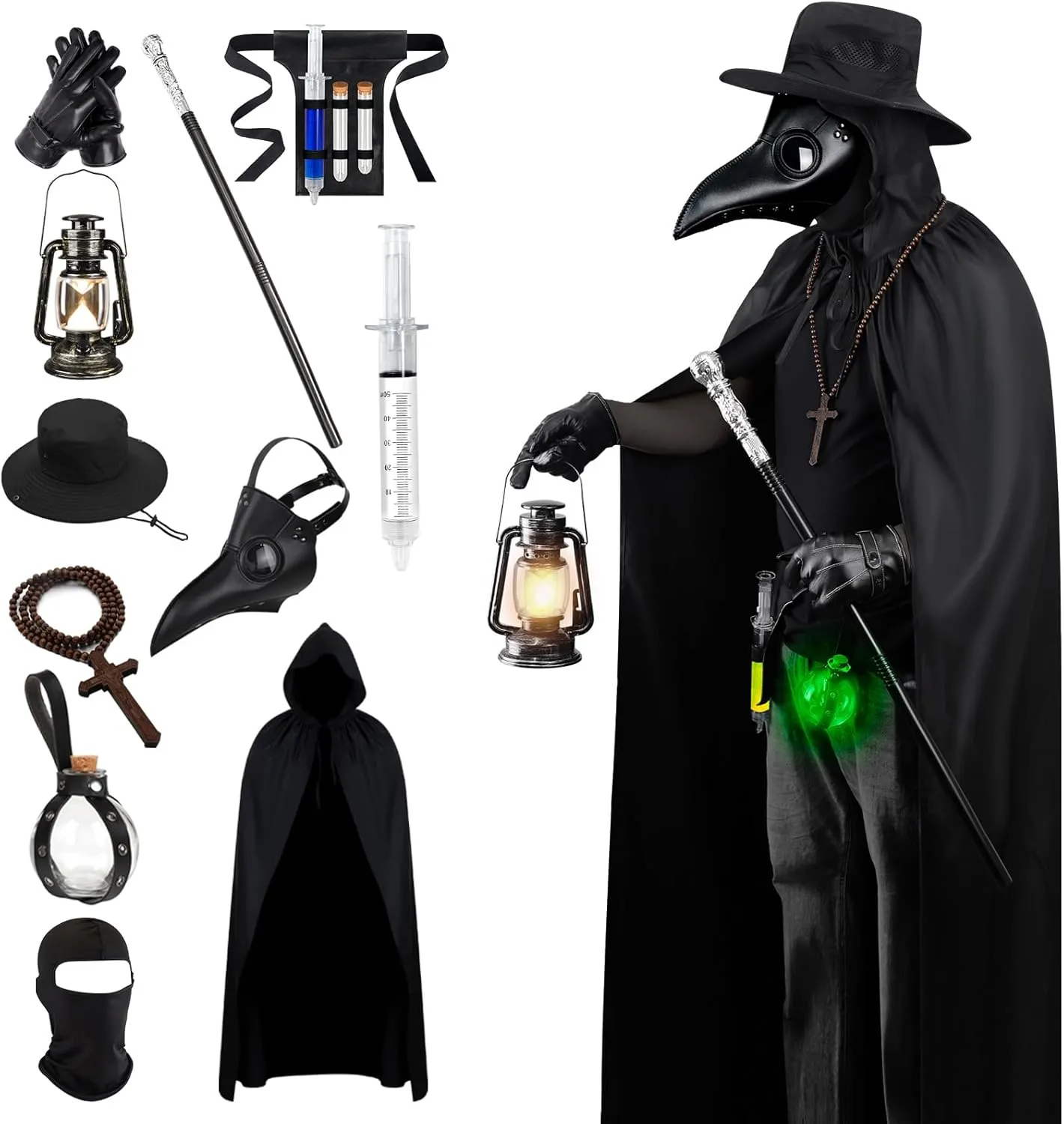 Mens Halloween Costumes of Plague Doctor Mask Adult, Plague Doctor Costume Scary Halloween Masks for Adults