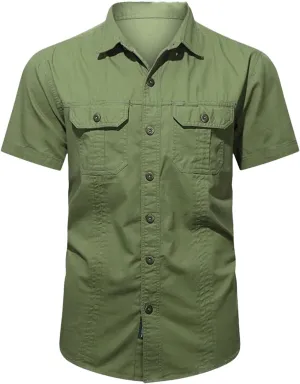 Men's Quick-Dry Cargo Shirt, Lapel Breathable Outdoor Hiking