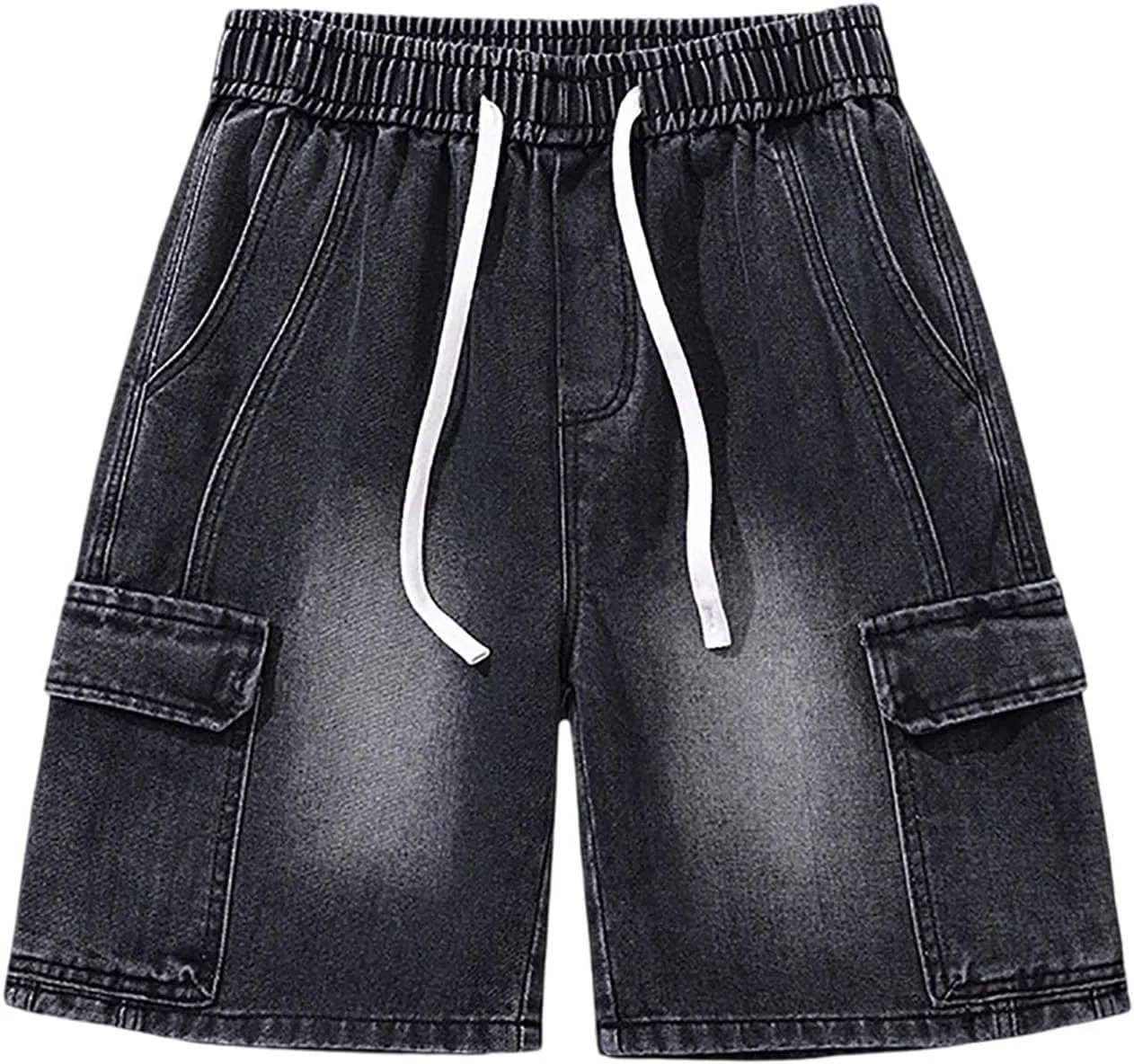 Mens Y2K Baggy Jean Shorts Summer Casual Hip Hop Skateboard Pants Loose Denim Shorts with Pockets Streetwear