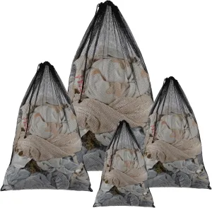 Mesh Laundry Bags, Pack of 4 Durable Drawstring Laundry Washing Bags for Delicates, Garments, Lingerie, Socks, Bras and Baby Clothes(Black)