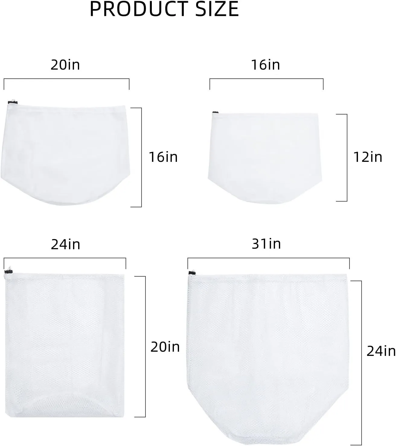 Mesh Laundry Bags, Pack of 4 Durable Drawstring Laundry Washing Bags for Delicates, Garments, Lingerie, Socks, Bras and Baby Clothes(White)
