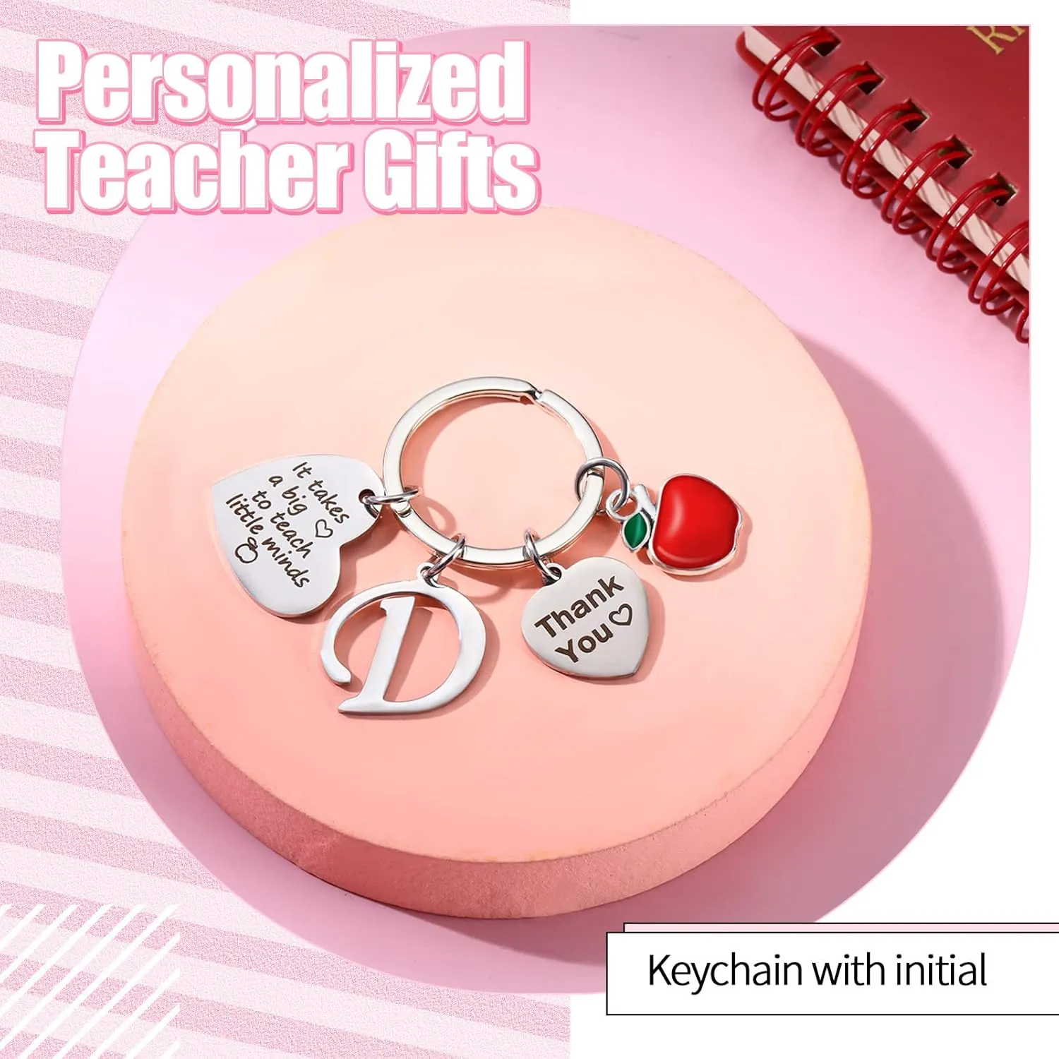 MTLEE 2 Pcs Teacher Appreciation Gift Sets 2025 Graduation Present Makeup Pouch Cosmetic Bag Thank You Keychain with Initial