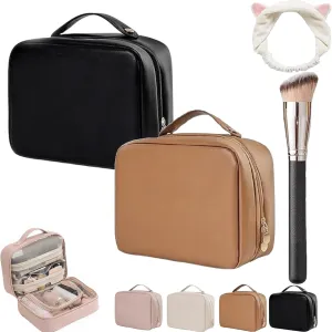 Multi-Compartment Toiletry Cosmetics Bag, Consulbefor Bag, Toiletry Cosmetics Bag Consulbefor, Large Capacity Travel Cosmetic Bag, Pu Leather Portable Storage Bag (2 Pcs C)