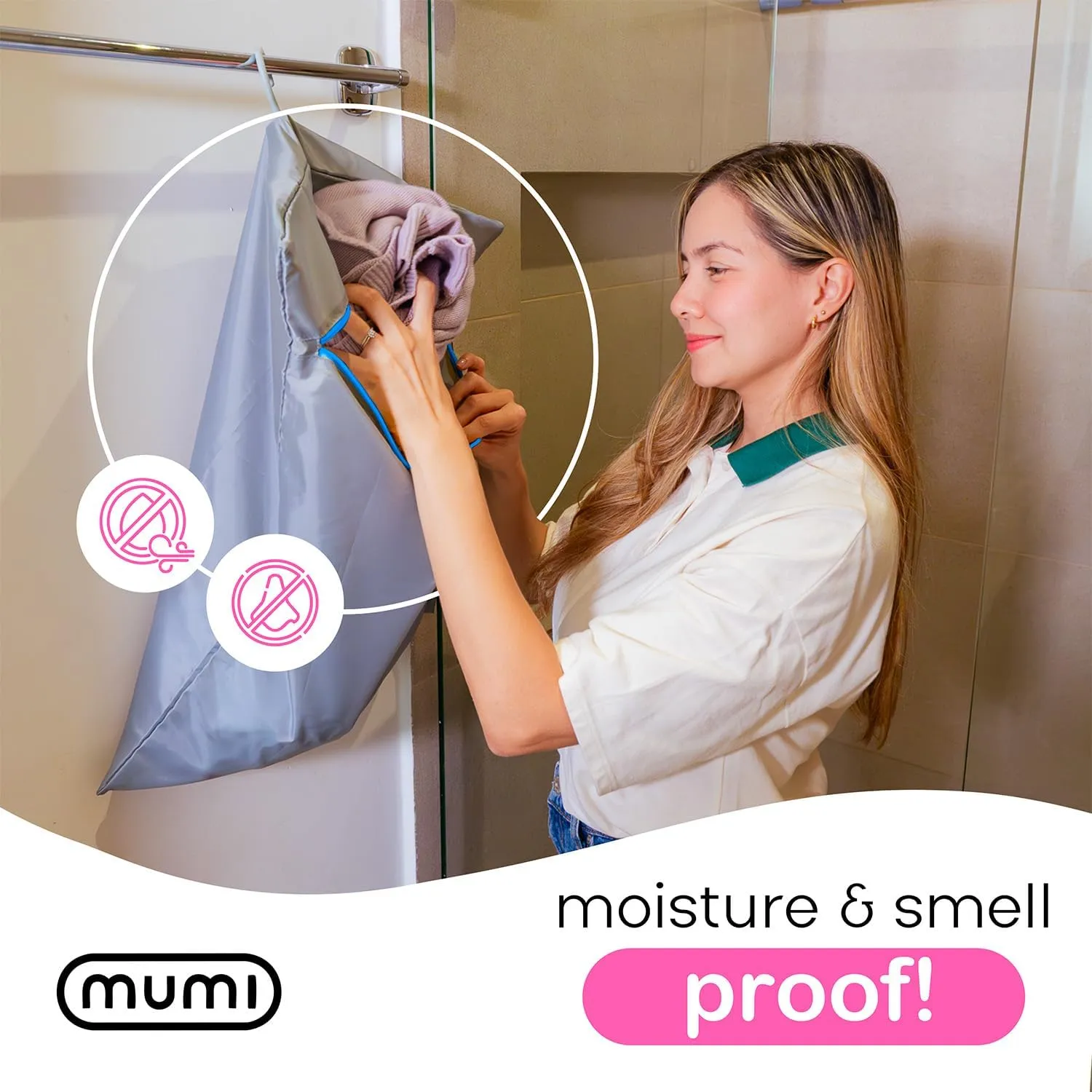 MUMI Travel Laundry Bag  Mesh Laundry Bags for Delicates with Hanger & Pouch | Delicates Bag for Washing Machine | Large Laundry Net Bag for Travel, Gym, Baby Clothes, and More (Pink)