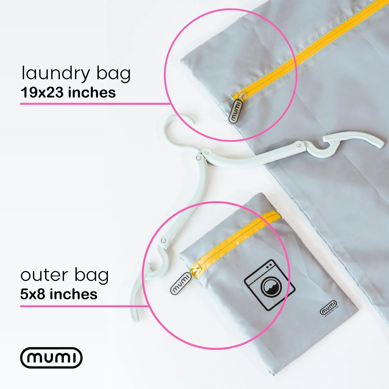 MUMI Travel Laundry Bag  Mesh Laundry Bags for Delicates with Hanger & Pouch | Delicates Bag for Washing Machine | Large Laundry Net Bag for Travel, Gym, Baby Clothes, and More (Pink)