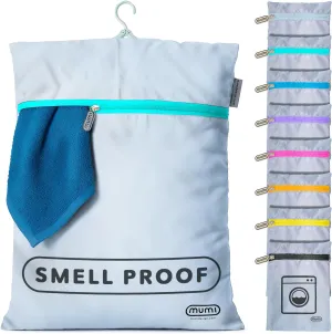 MUMI Travel Laundry Bag  Moisture & Smell-Proof Wash Bag with Folding Hanger & Outer Pouch | Large Washable Bags for Suitcase, Gym & Packing | Clothes Organizer for Trips & Storage - Aqua