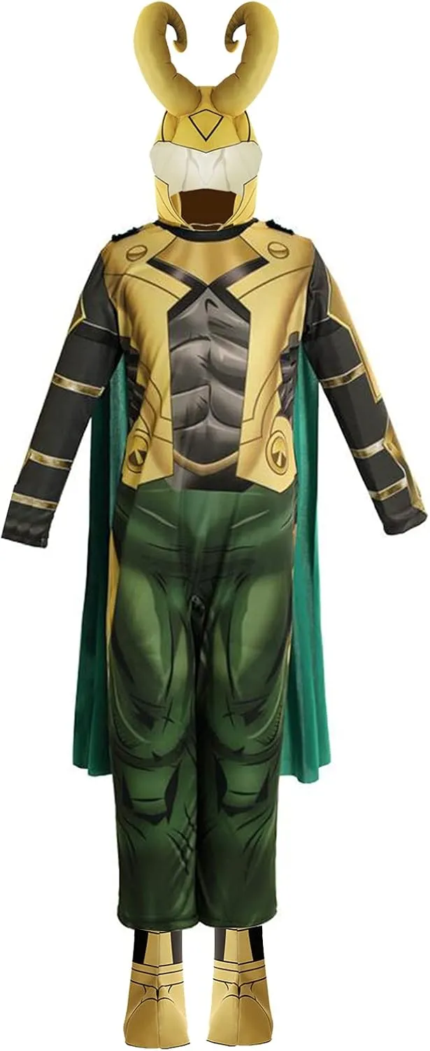 nezababy Kids Costume Cosplay Halloween Cloak Jumpsuit With Helmet Outfit For Boys Girls 3-14 Y