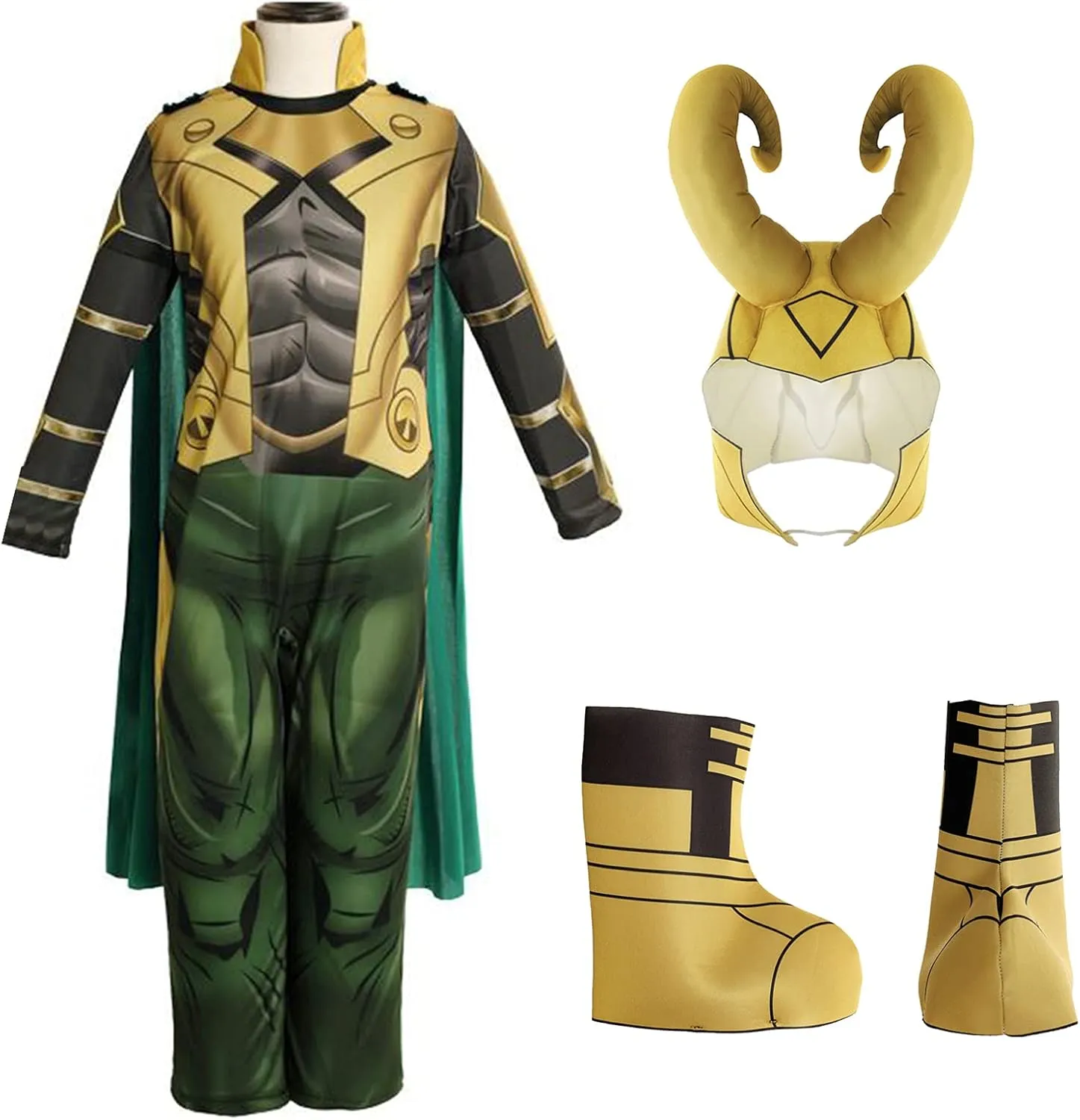 nezababy Kids Costume Cosplay Halloween Cloak Jumpsuit With Helmet Outfit For Boys Girls 3-14 Y
