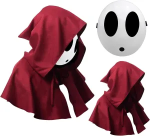 nezababy Shy Guy Mask,Shy Boy Girl Masks,Shy Gal Mask with Knight Cloak for Shy Guy Halloween Costume Prop Cosplay Adult