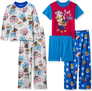 Nickelodeon Boys' Paw Patrol 5-Piece Loose-fit Pajama Set, Soft & Cute for Kids