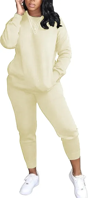 OCEANLUX Two Piece Sweatsuits For Women Casual Joging Outfits Long Sleeve Legging Pants